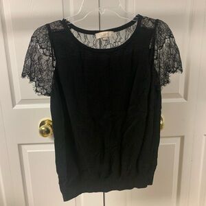 Black Lace Short Sleeve Top